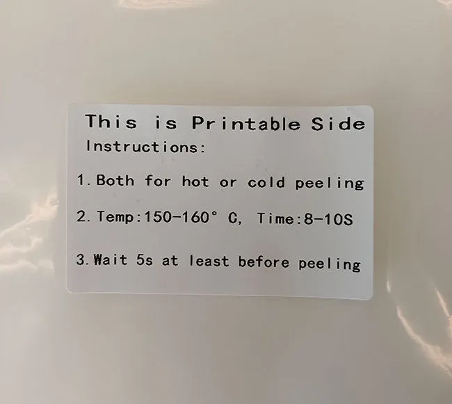 13" x 19" DTF Transfer Film - Double Sided, Hot Peel- 100 Sheets/pack