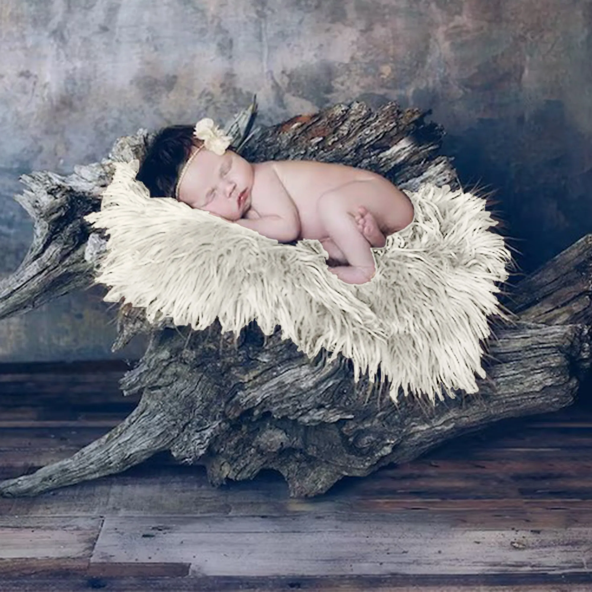 Babymoon Baby Kids Photoshoot Fur Blanket Props | Offwhite