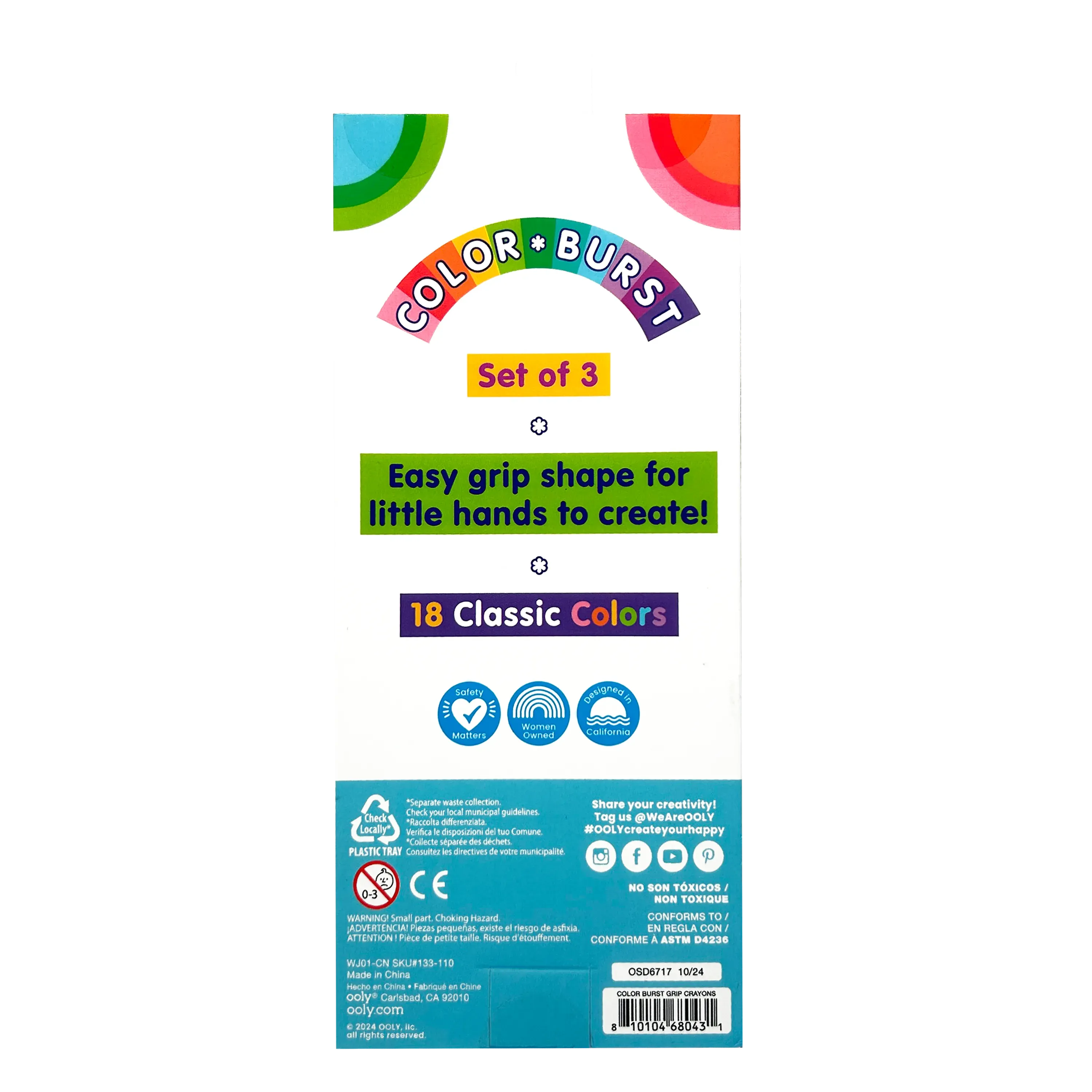 Color Burst Easy Grip Crayons (Set of 3)