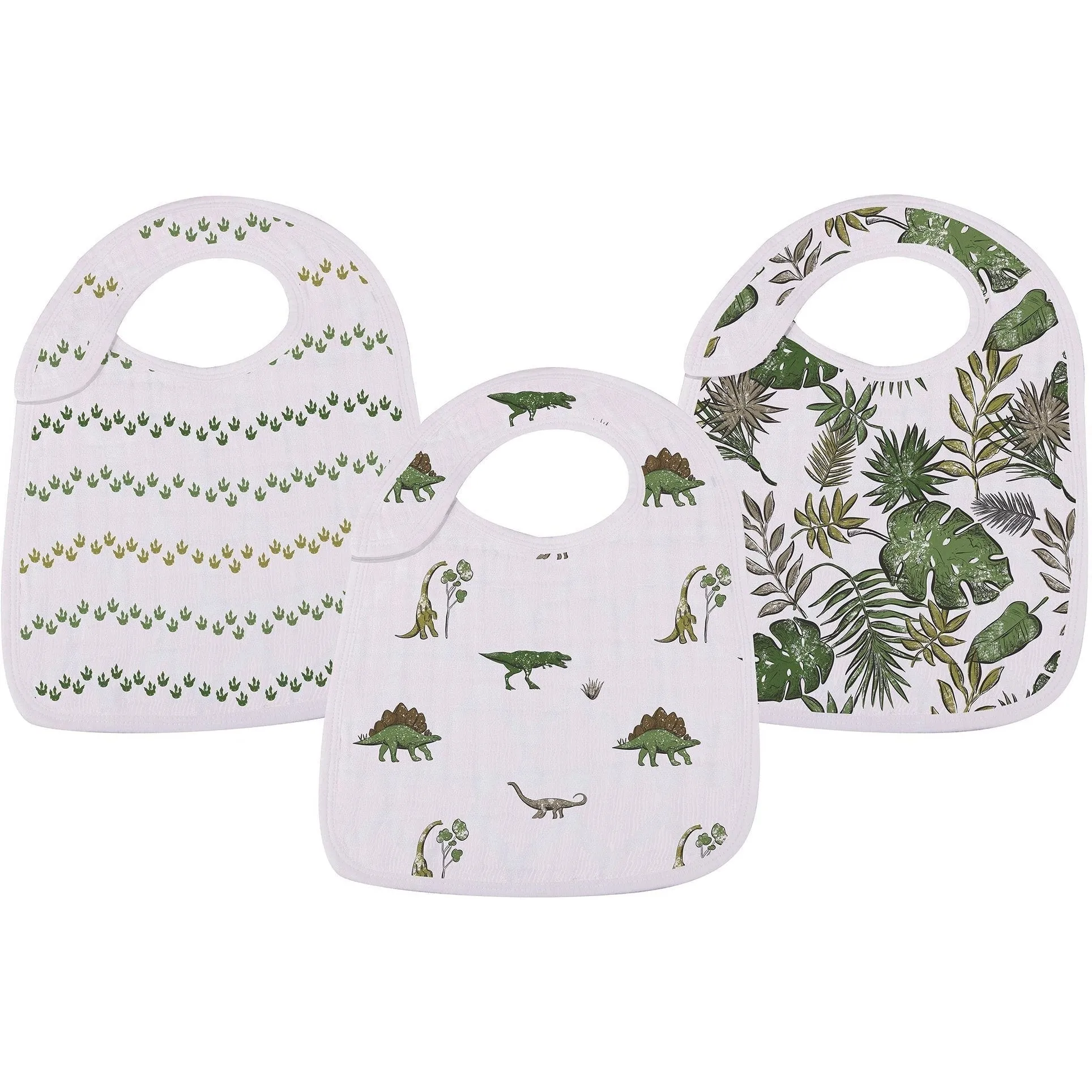 Newcastle Classics Dino Days Cotton Muslin Snap Bibs 3-Pack