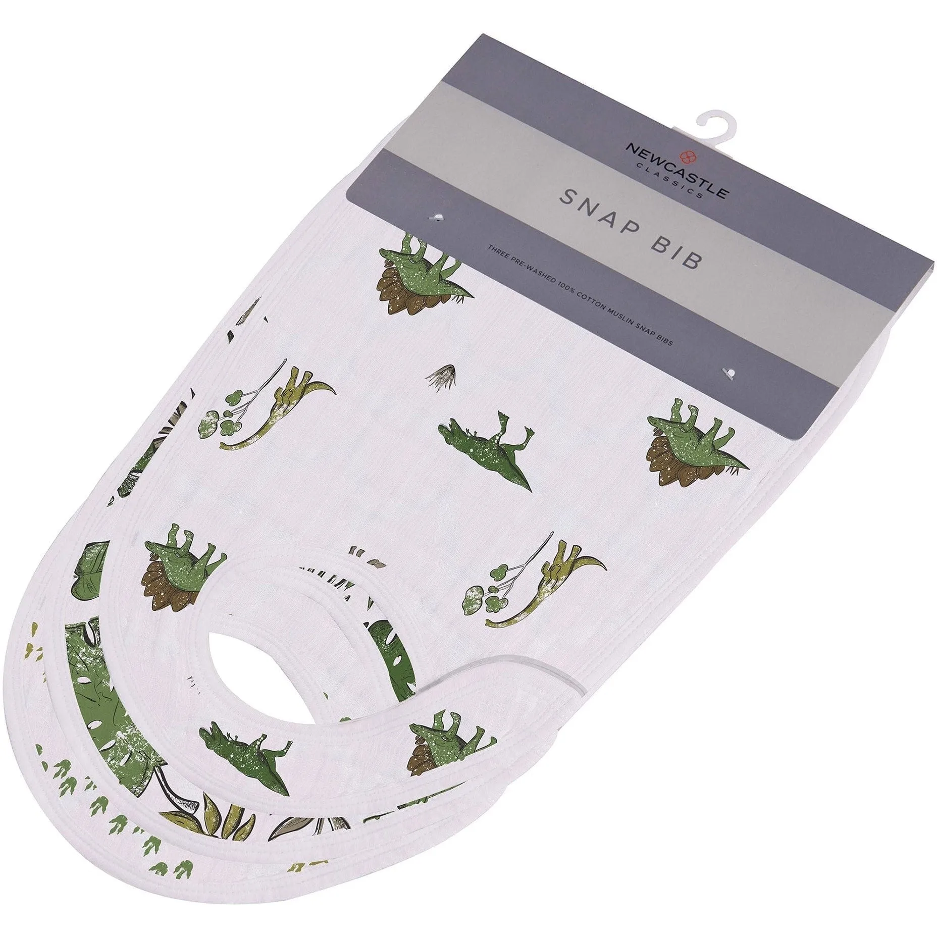Newcastle Classics Dino Days Cotton Muslin Snap Bibs 3-Pack